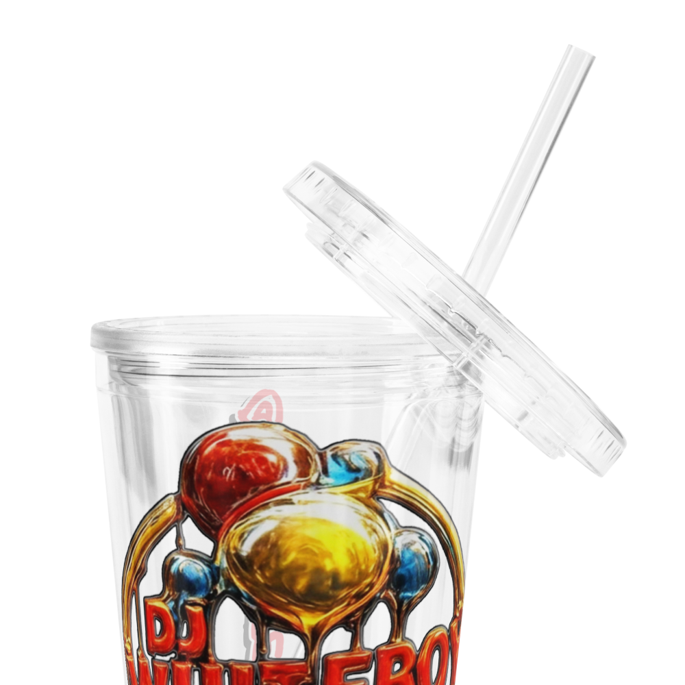 *Drip Logo Series* 16oz Clear plastic tumbler With Straw.