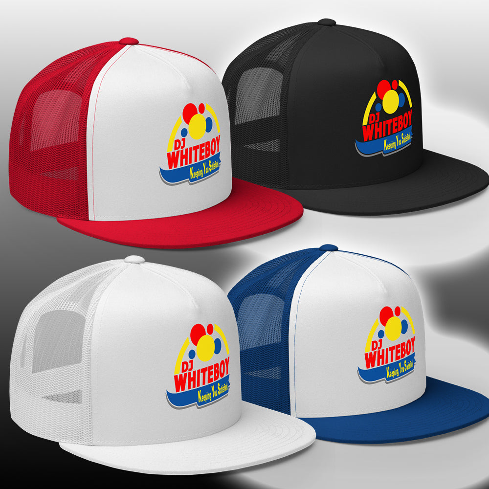 Trucker Cap Flat Bill Unisex Classic Logo Hat (4 Color Options)