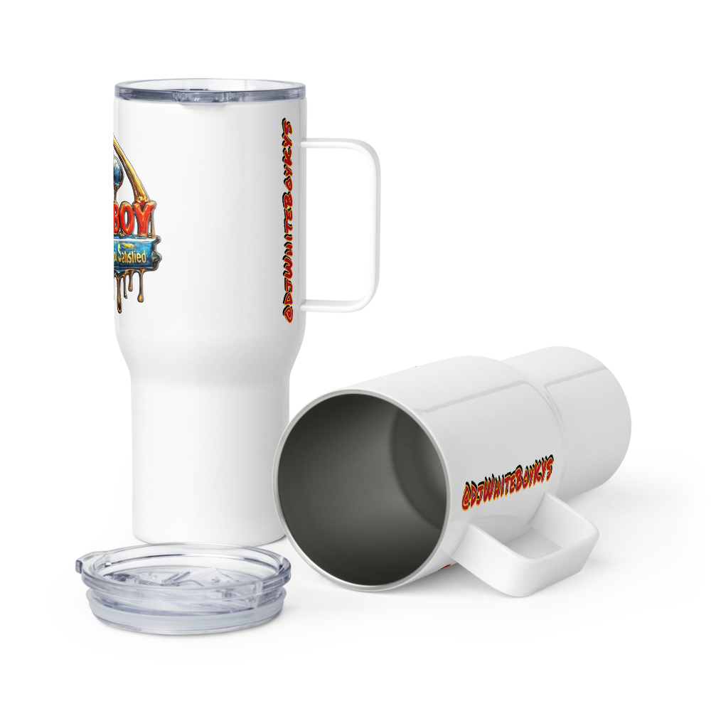 *Drip Logo Series* 25oz Travel mug with a handle.