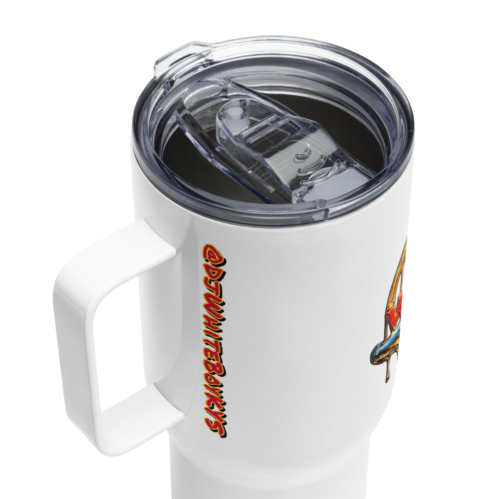 *Drip Logo Series* 25oz Travel mug with a handle.